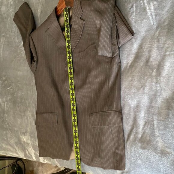 Oscar De La Renta Mens Suit Blazer Jacket Size 40S Wool Pinstripe Three-Button - Picture 8 of 16